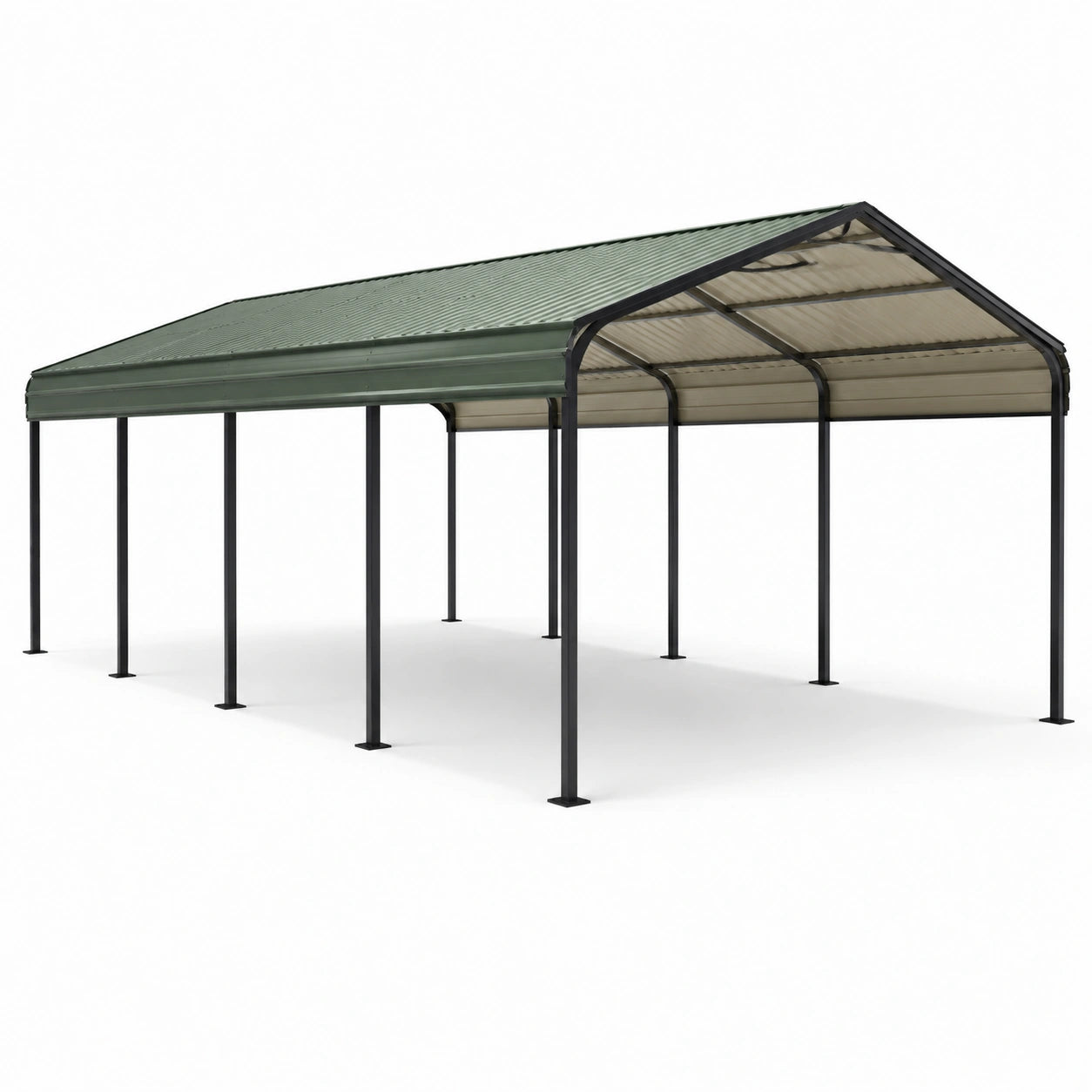 Carport en métal avec toit en acier ondulé vert 600x300x260 cm