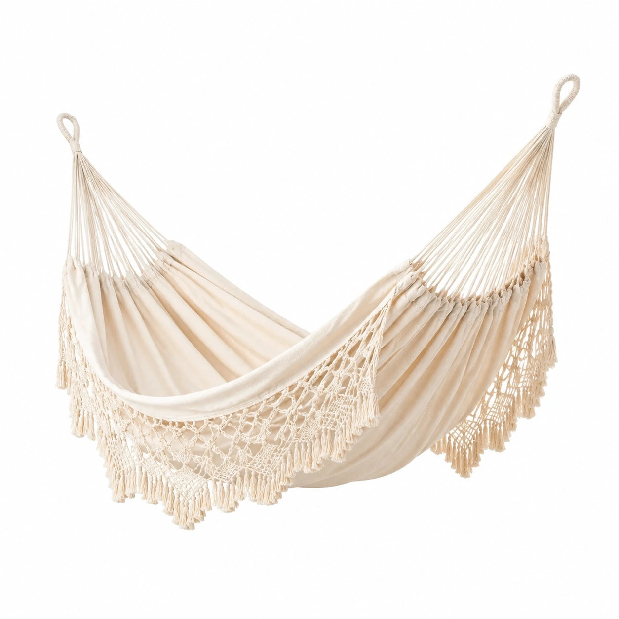 Hamac en coton écru avec franges 200 cm