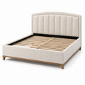 Lit double en bois avec revêtement en polyester beige 200x160 cm
