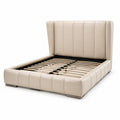 Lit en cuir synthétique beige avec structure en acier 200x160 cm