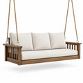 Balancelle en Bois avec Coussins en Polyester Crème 200 cm