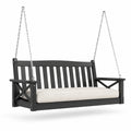 Balancelle extérieure en bois noir avec coussin beige 150 cm