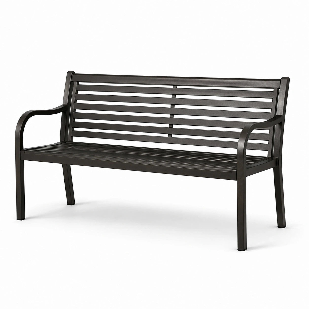 Banc de jardin en aluminium noir 128 cm
