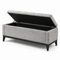 Banc de rangement en cuir synthétique gris avec pieds métalliques noirs 120 cm