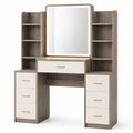 Coiffeuse avec miroir LED et rangements en bois composite