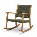Fauteuil à bascule en bois de teck et corde synthétique vert