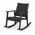 Chaise à bascule en métal noir et résine tressée