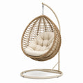 Chaise suspendue en rotin synthétique avec coussin en polyester beige
